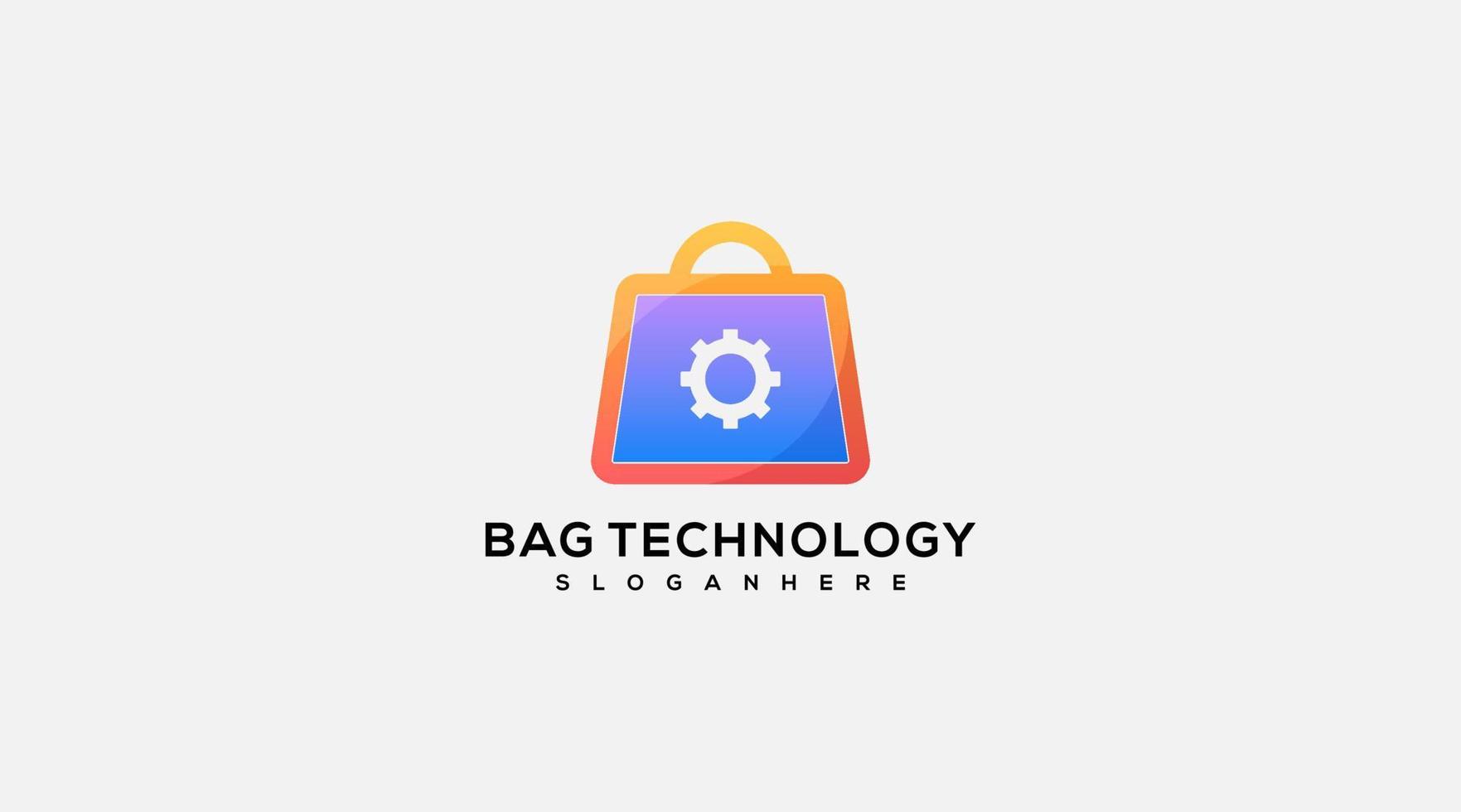 winkel zak uitrusting tech logo ontwerp vector