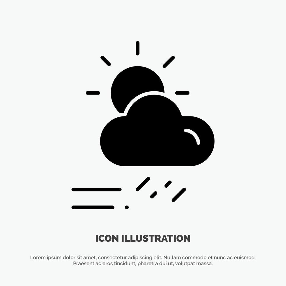 wolk dag regenachtig seizoen weer solide glyph icoon vector