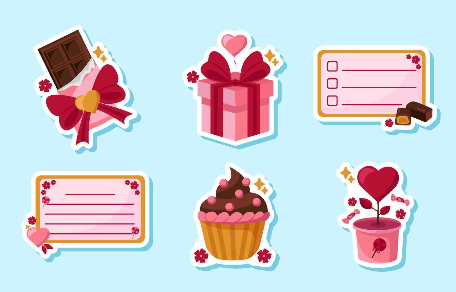 Valentijn stickers logboek sjabloon vector