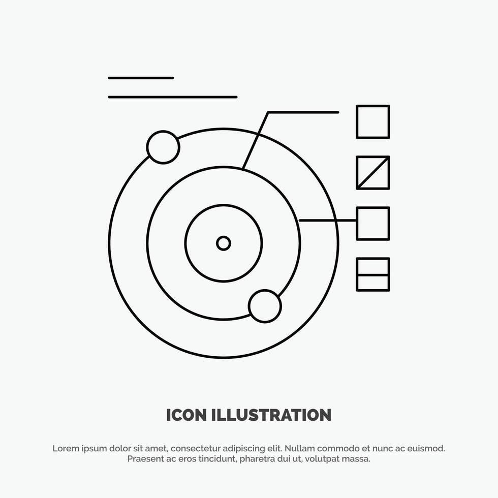 gegevens model- baan planetair zonne- lijn icoon vector