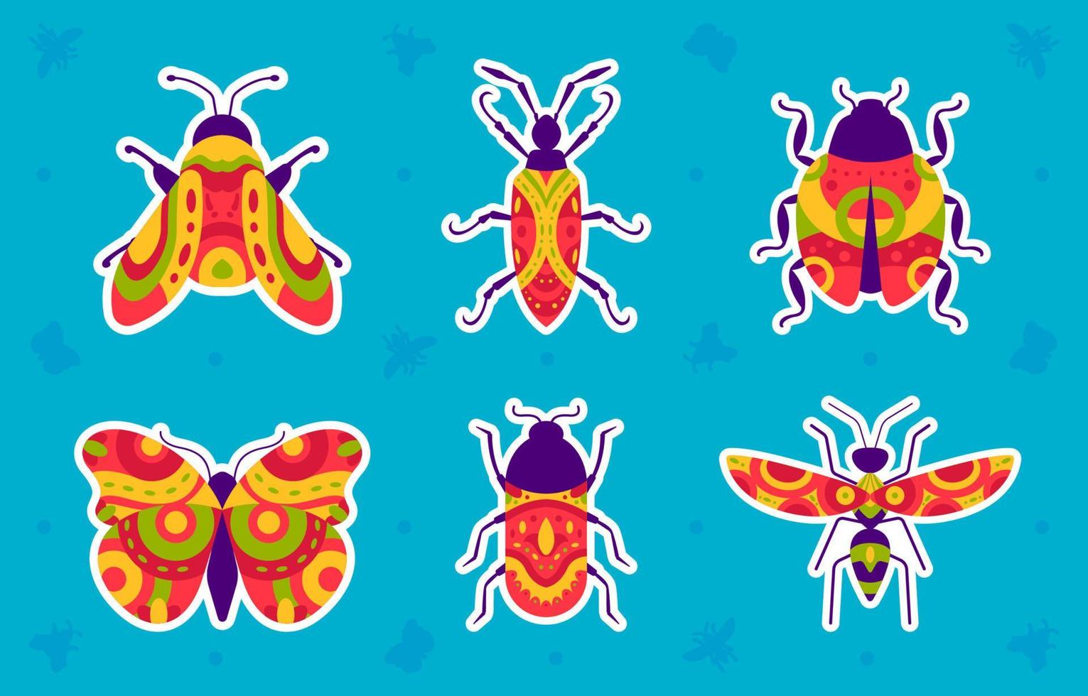 voorjaar insect sticker verzameling reeks vector