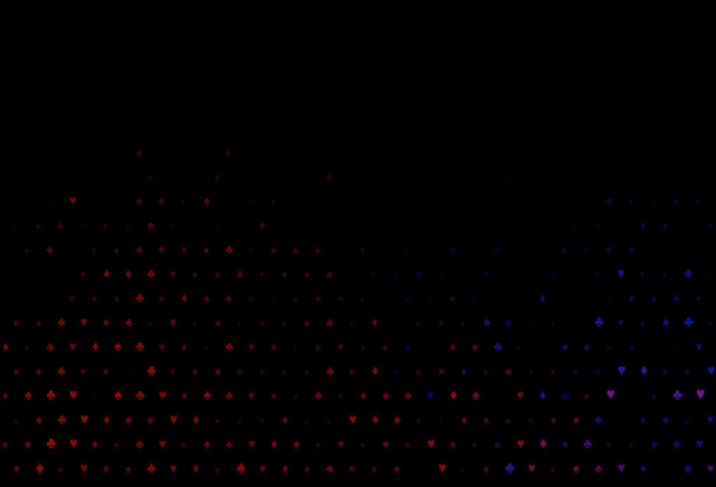 donkerblauwe, rode vectorachtergrond met kaartentekens. vector