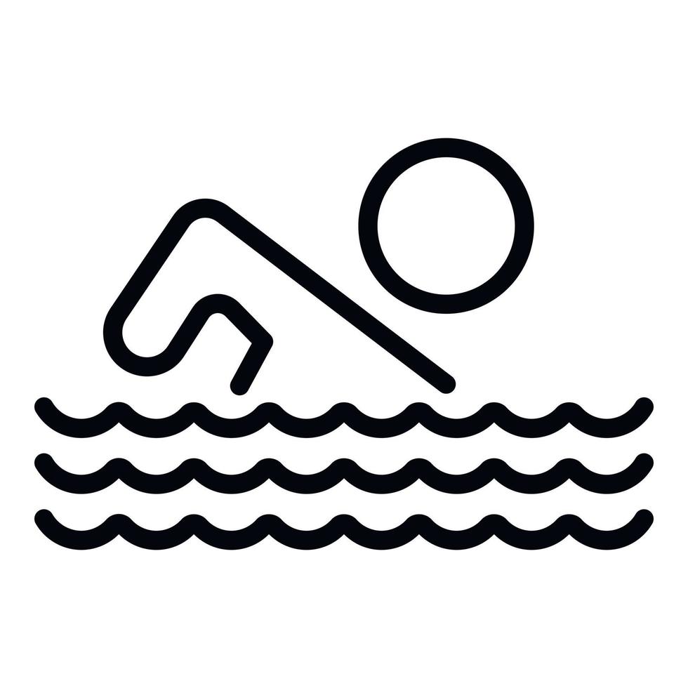 Mens zwemmen icoon, schets stijl vector