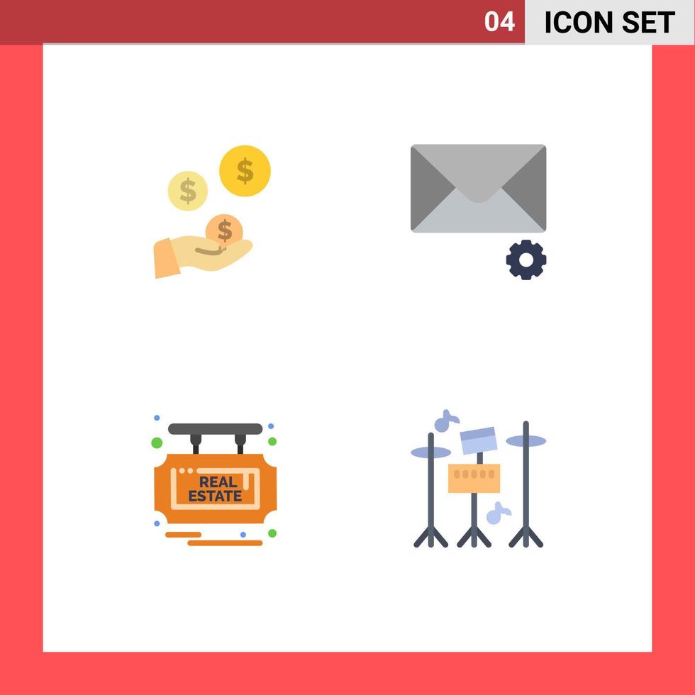 pictogram reeks van 4 gemakkelijk vlak pictogrammen van FinTech industrie echt industrie voorkeuren trommel bewerkbare vector ontwerp elementen