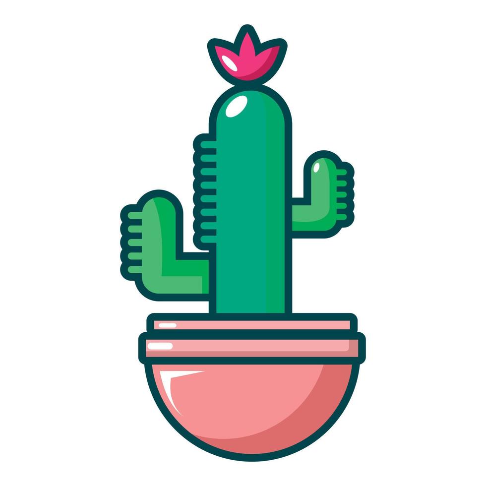 kop cactus icoon, tekenfilm stijl vector