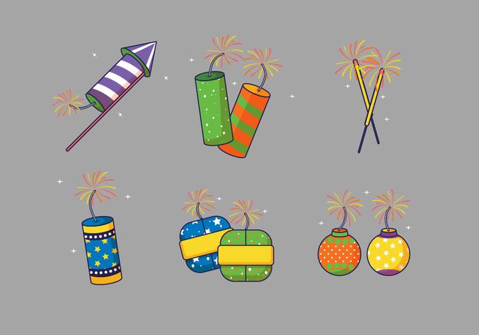 Set Van Diwali Crackers Vectorillustratie vector