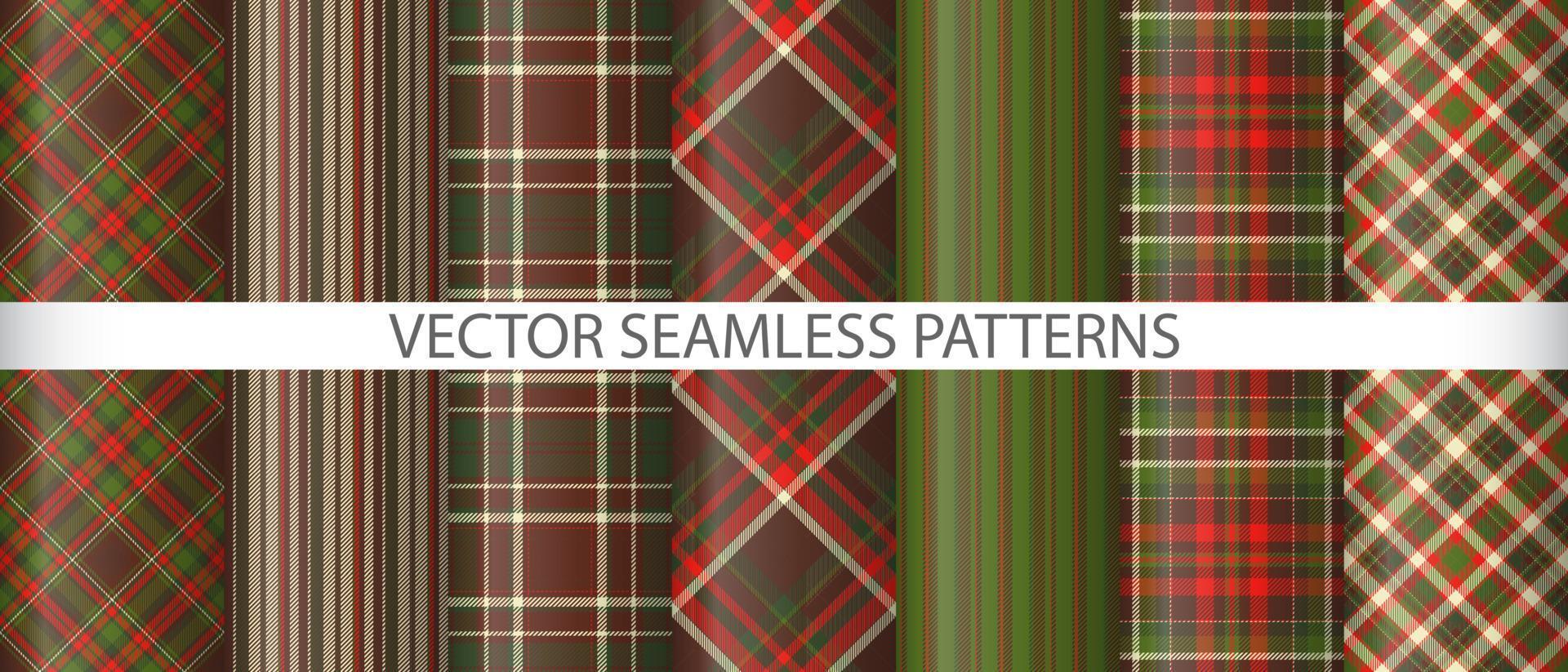 reeks naadloos achtergrond textiel. patroon controleren kleding stof. structuur Schotse ruit plaid vector. vector