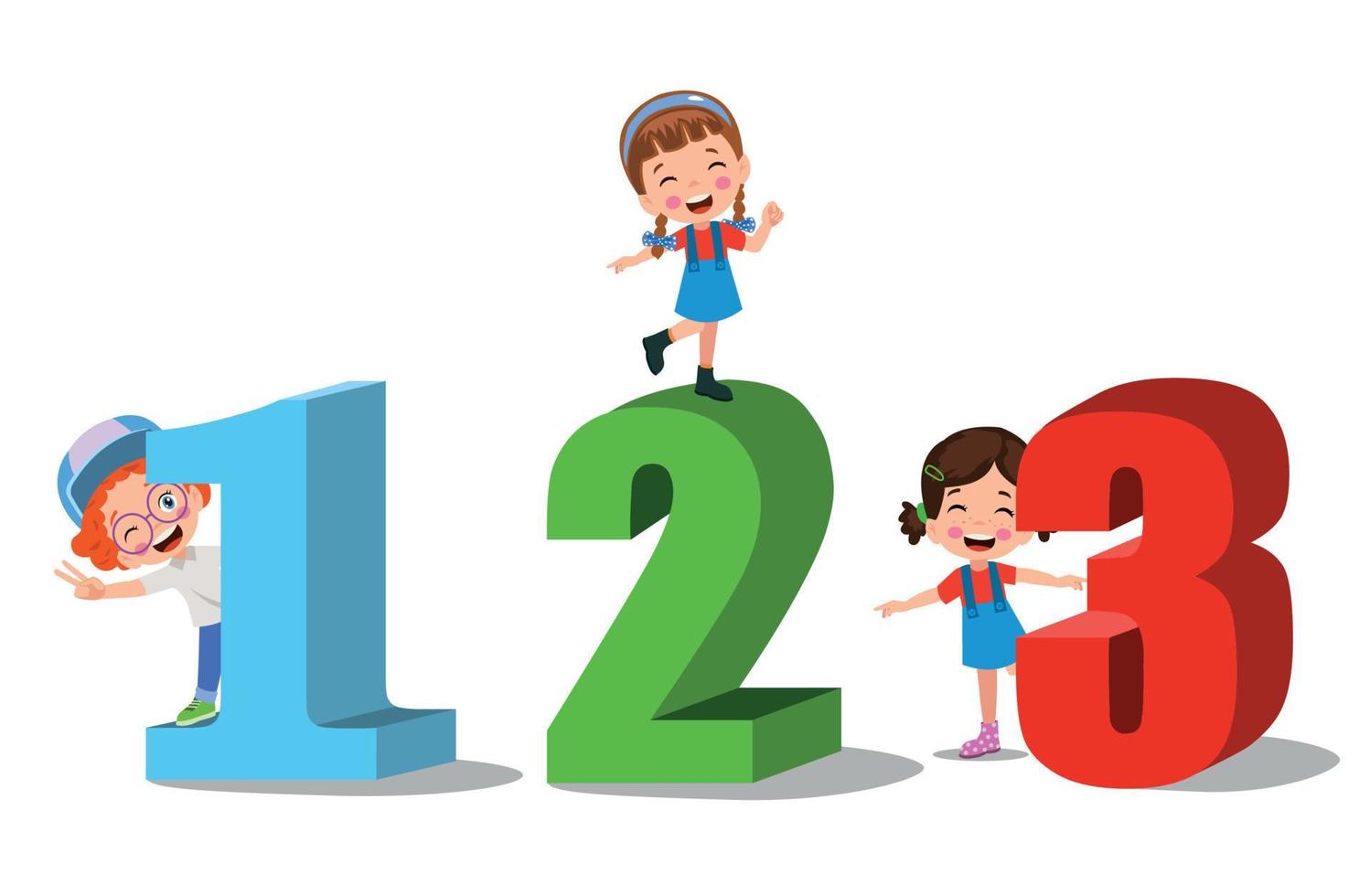 tekenfilm kinderen met 123 getallen vector beeld