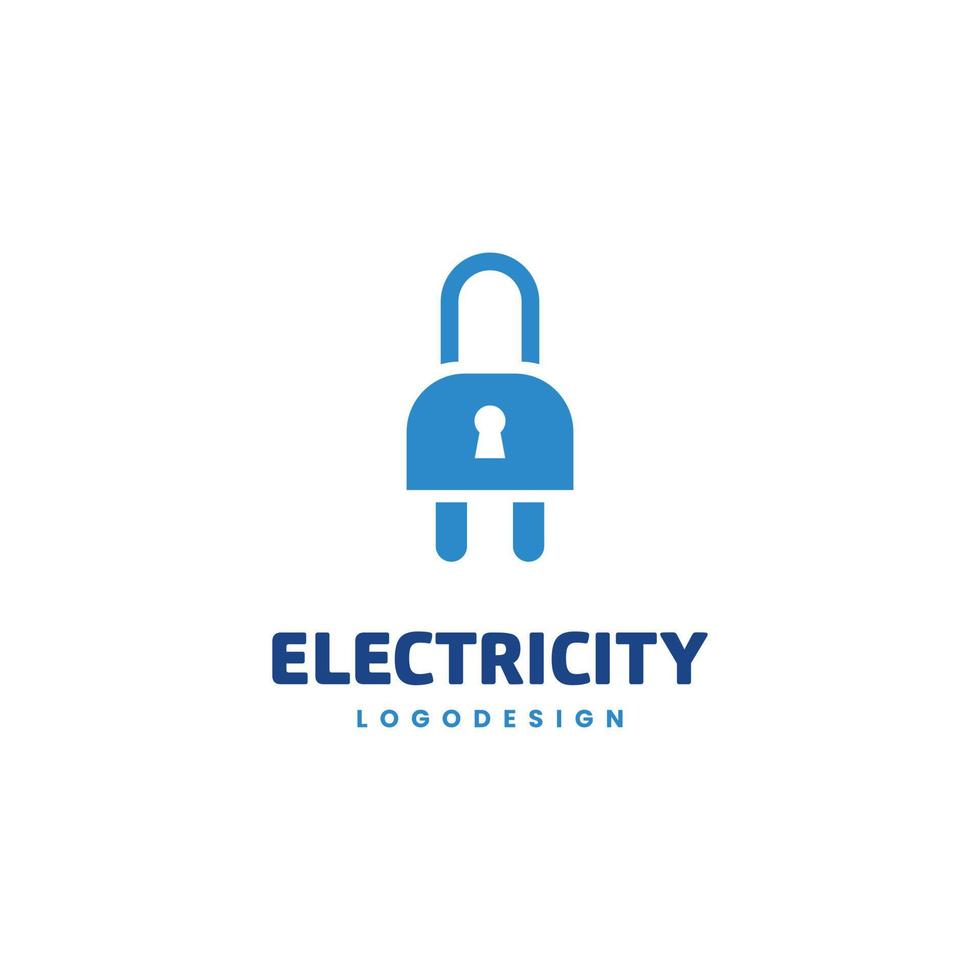 elektrisch beveiligen logo. elektrisch veiligheid logo. stopcontact combineren met hangslot logo concept vector