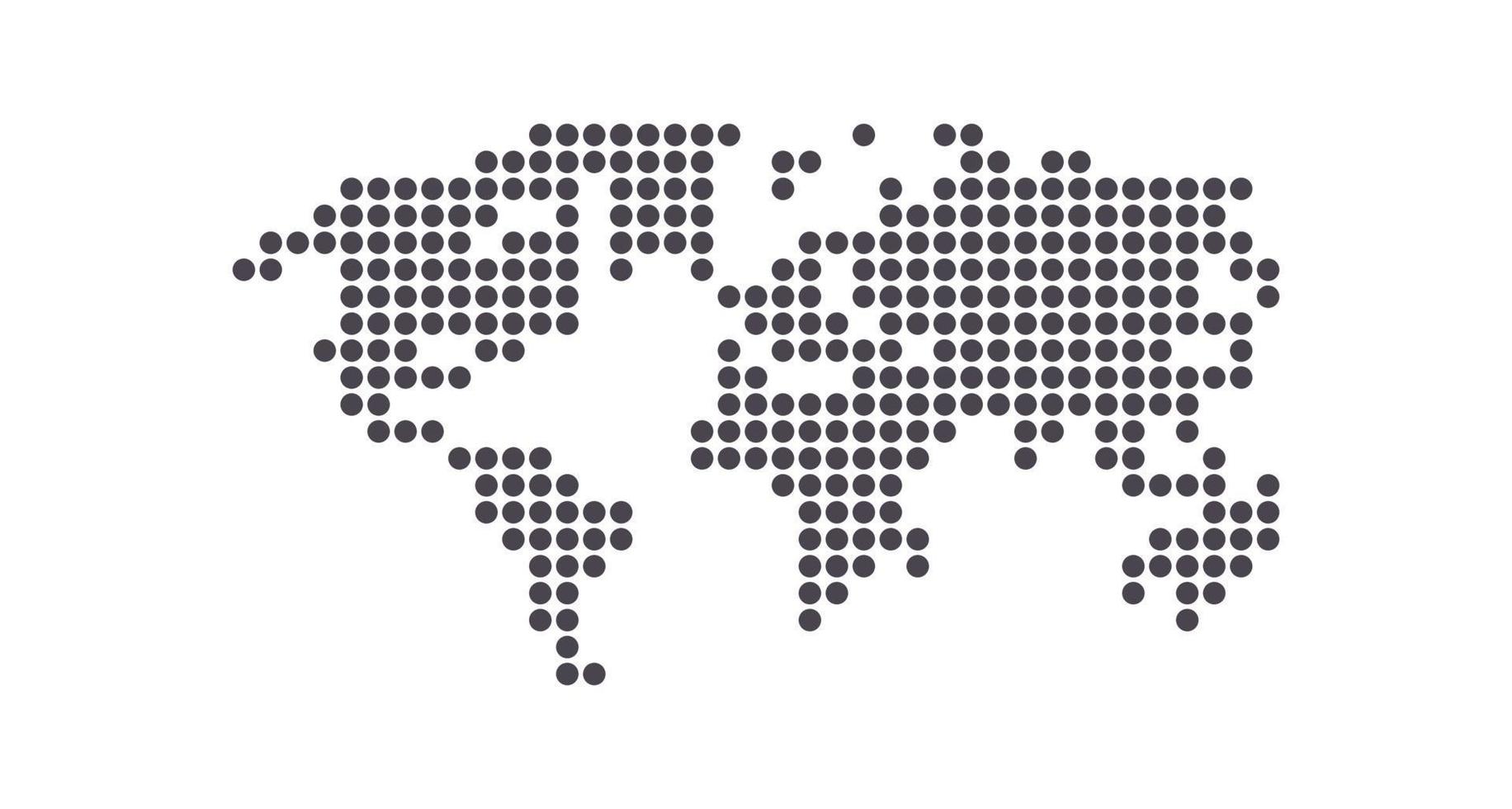 aarde wereldbol wereld kaart van dots en globaal aardrijkskunde in stippel patroon vlak vector illustratie.