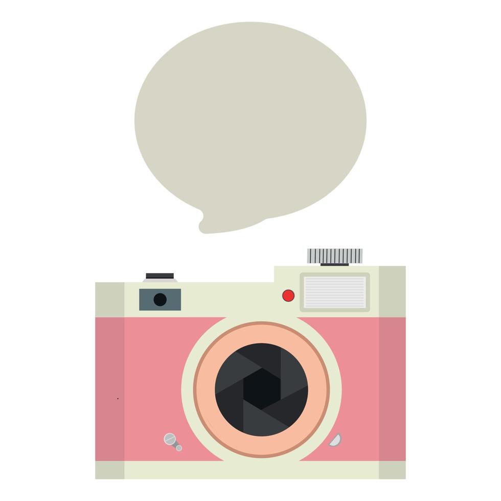 retro camera met toespraak bubbel vector