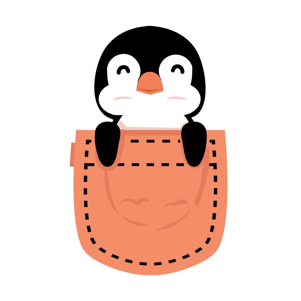 schattig pinguïn in zak- tekenfilm vector