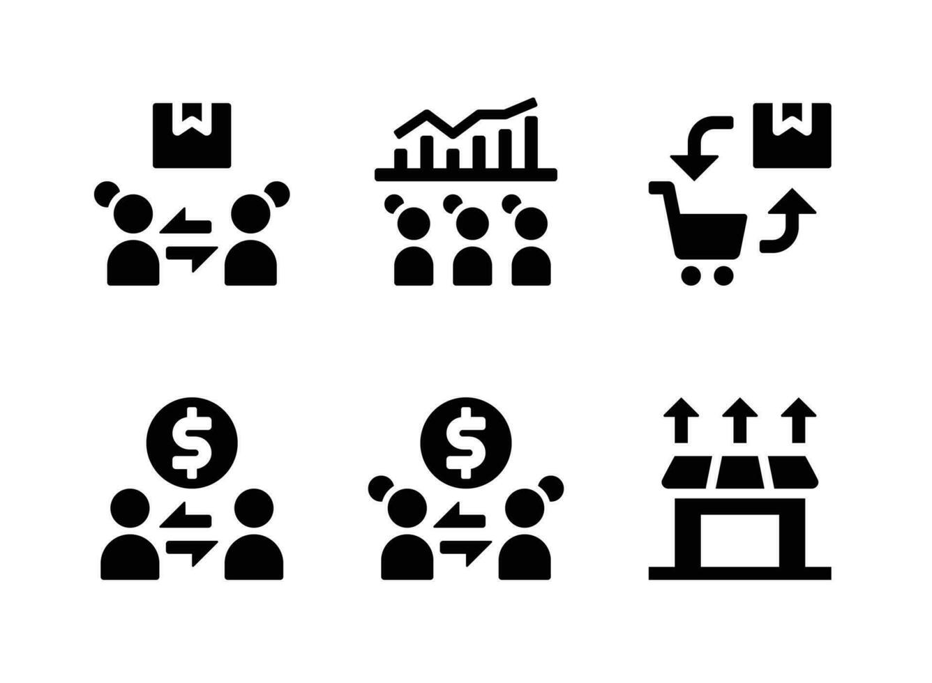 gemakkelijk reeks van markt economie verwant vector solide pictogrammen