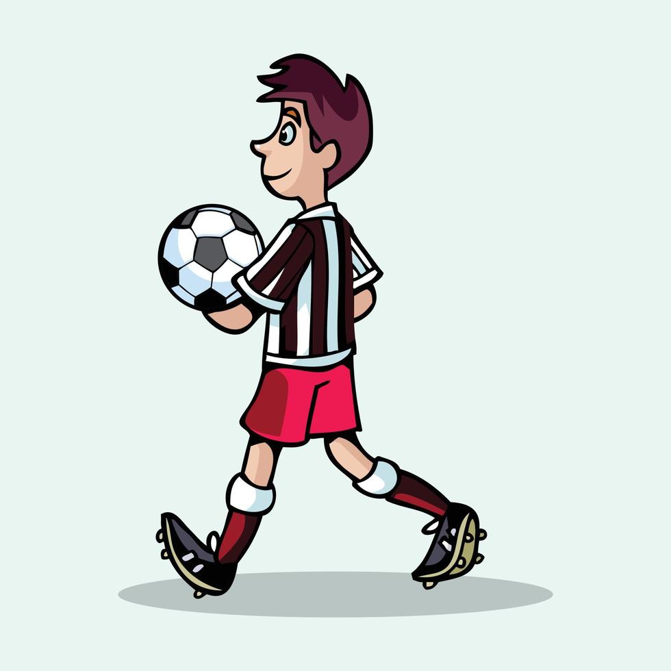 tekenfilm kinderen Amerikaans voetbal speler met verschillend poseren pro vector illustratie