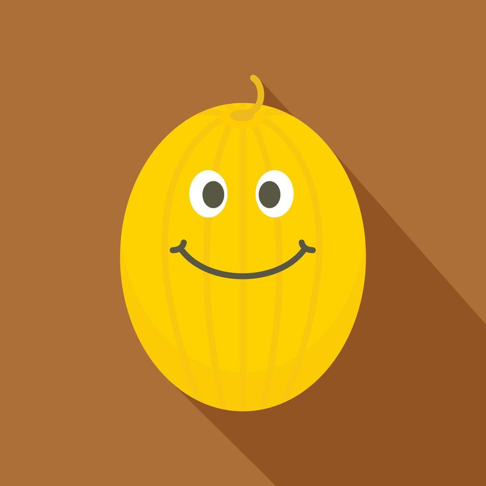rijp geel glimlachen meloen icoon, vlak stijl vector
