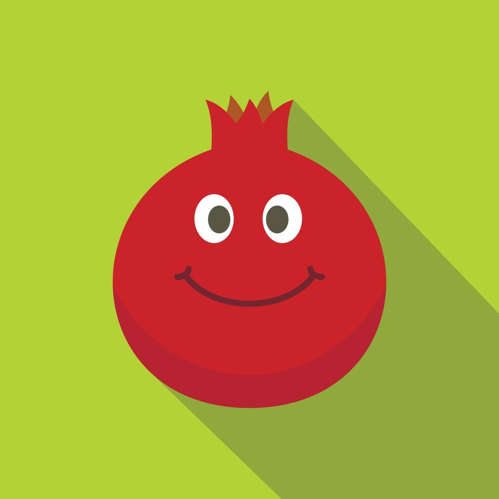 rijp glimlachen granaatappel fruit icoon, vlak stijl vector
