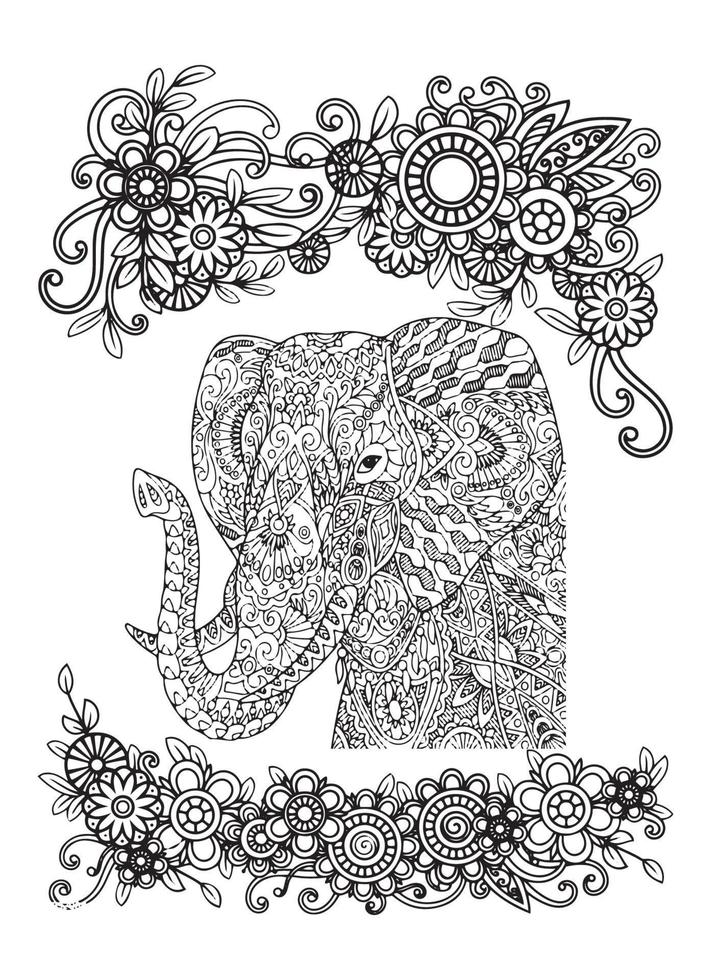 olifant mandala kleur bladzijde vector