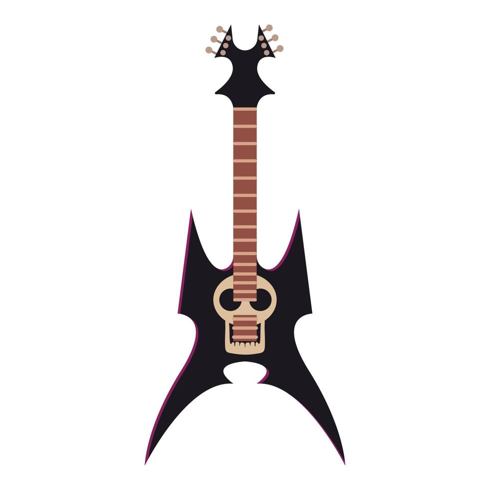 zwart metaal rots gitaar icoon, tekenfilm stijl vector