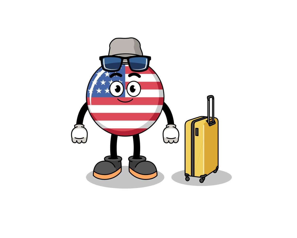 Verenigde staten vlag mascotte aan het doen vakantie vector