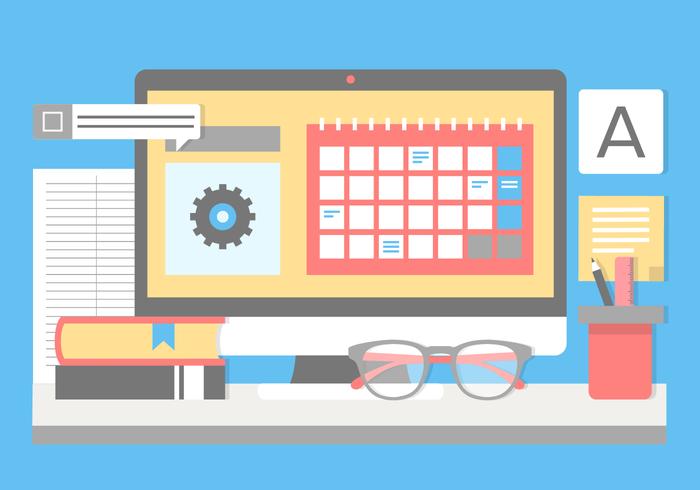 Gratis Flat Design Vector Designer Desk