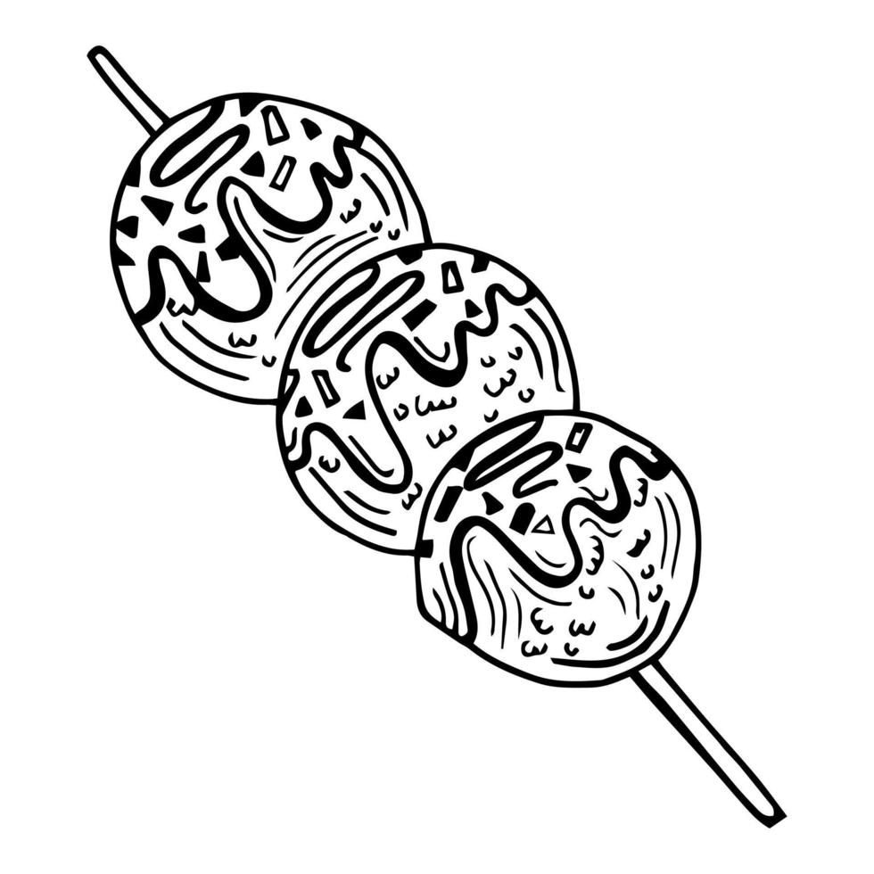 takoyaki vector Aziatisch voedsel. schattig takoyaki Aan wit achtergrond. vrij ruimte voor tekst.