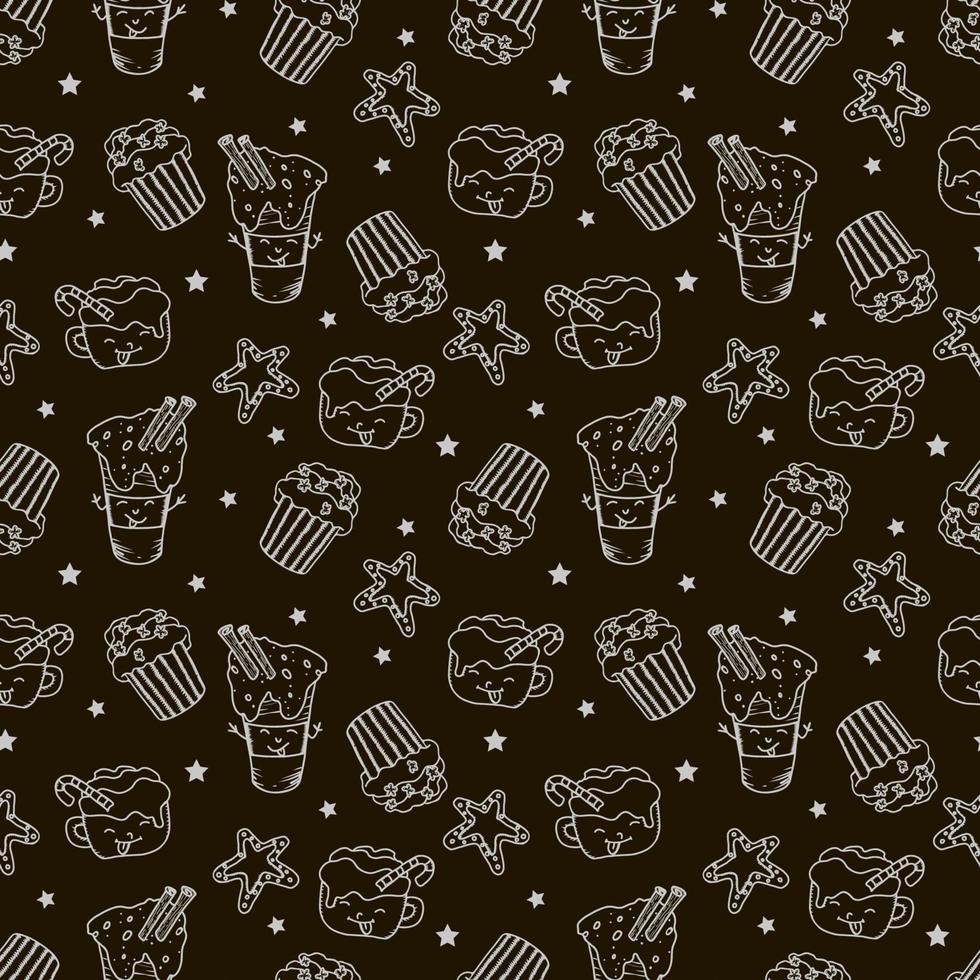 vector hand- getrokken Kerstmis naadloos patroon. zwart en wit achtergrond.