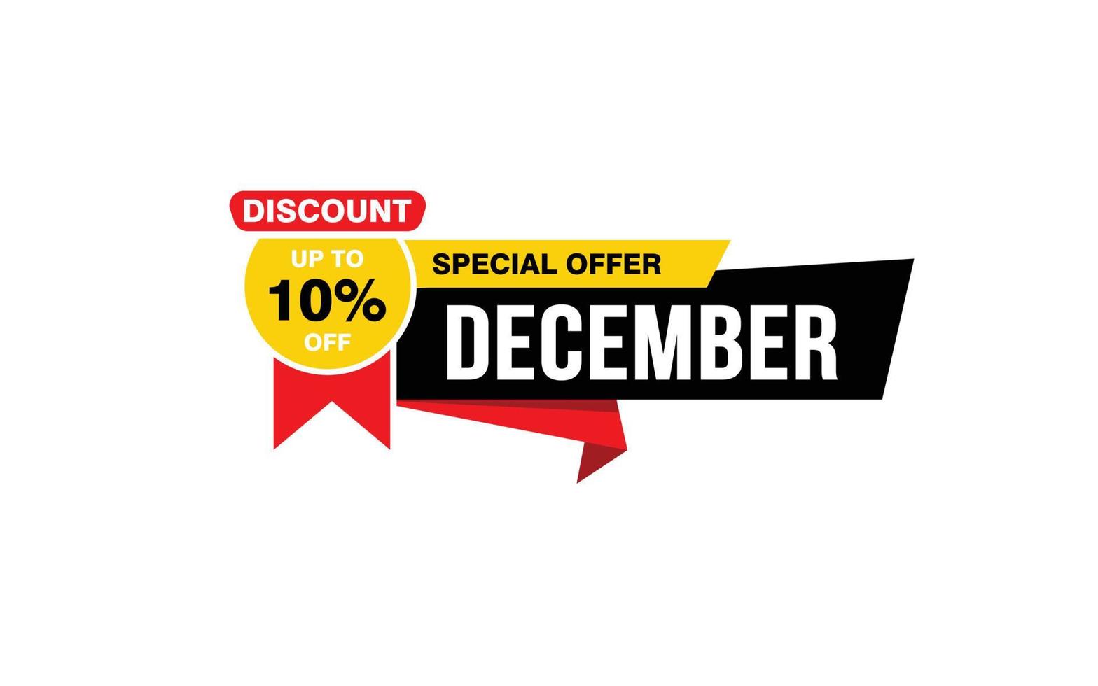 10 procent december korting bieden, opruiming, Promotie banier lay-out met sticker stijl. vector