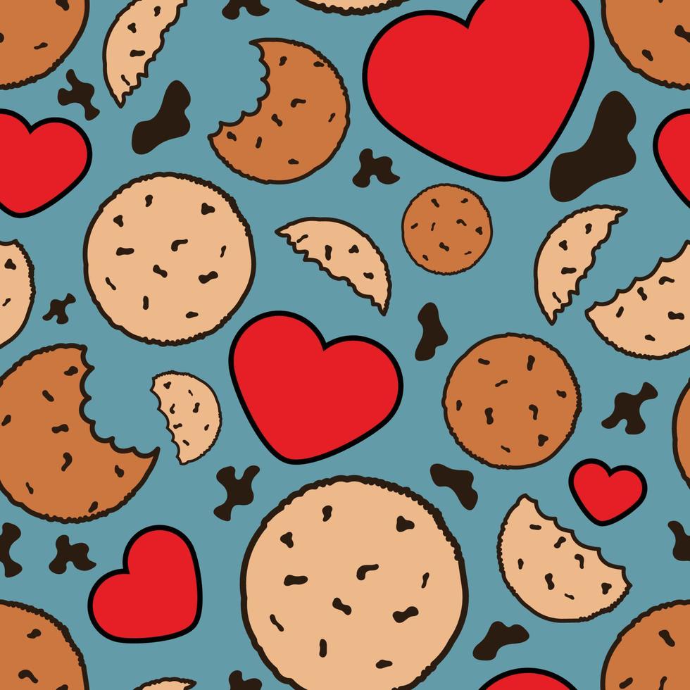 een naadloos patroon van koekjes en chocola kruimels. vector
