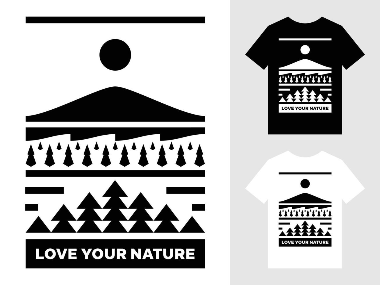 liefde uw natuur berg landschap logo t overhemd ontwerp vector