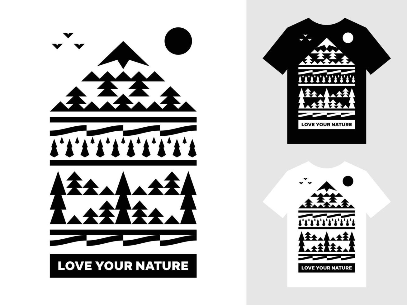 liefde uw natuur berg landschap logo t overhemd ontwerp vector