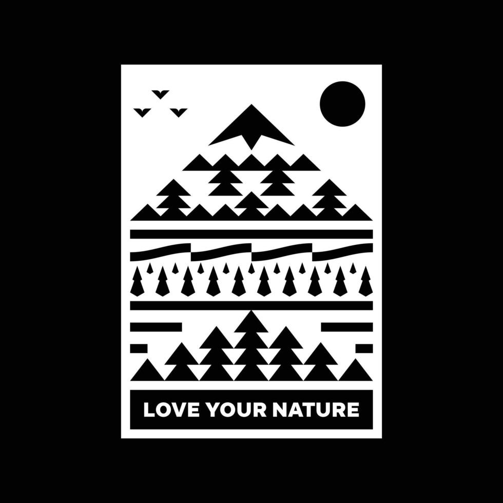 liefde uw natuur berg landschap logo insigne ontwerp vector