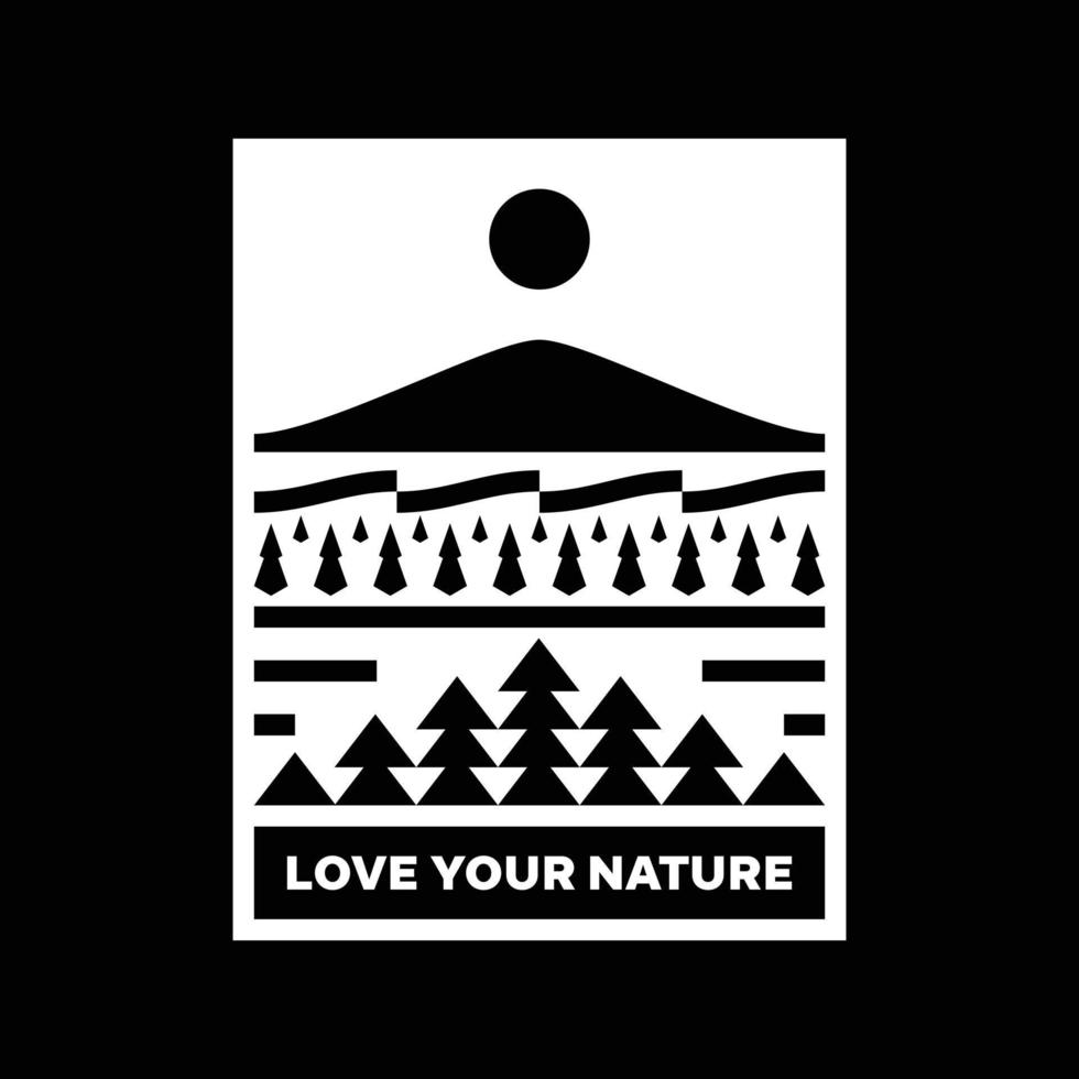 liefde uw natuur berg landschap logo insigne ontwerp vector