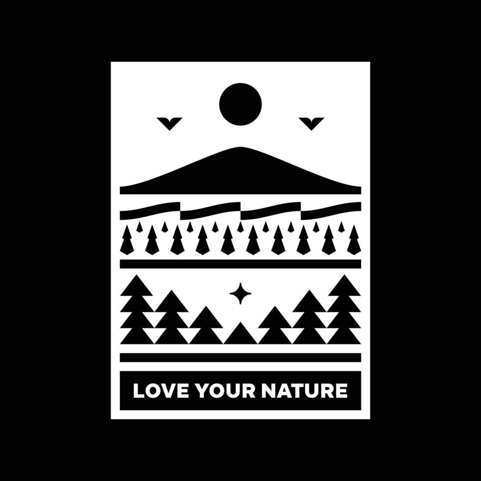 liefde uw natuur berg landschap logo insigne ontwerp vector