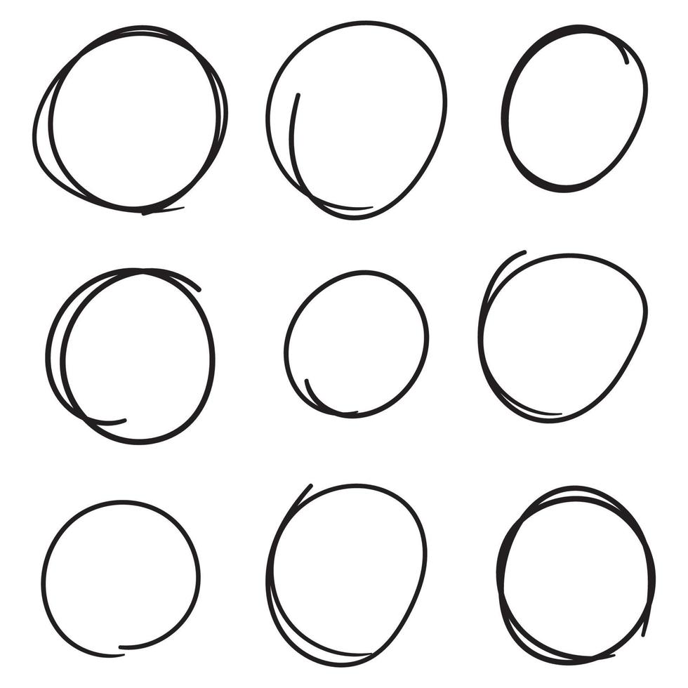 reeks van zwart cirkel lijn schetsen vector
