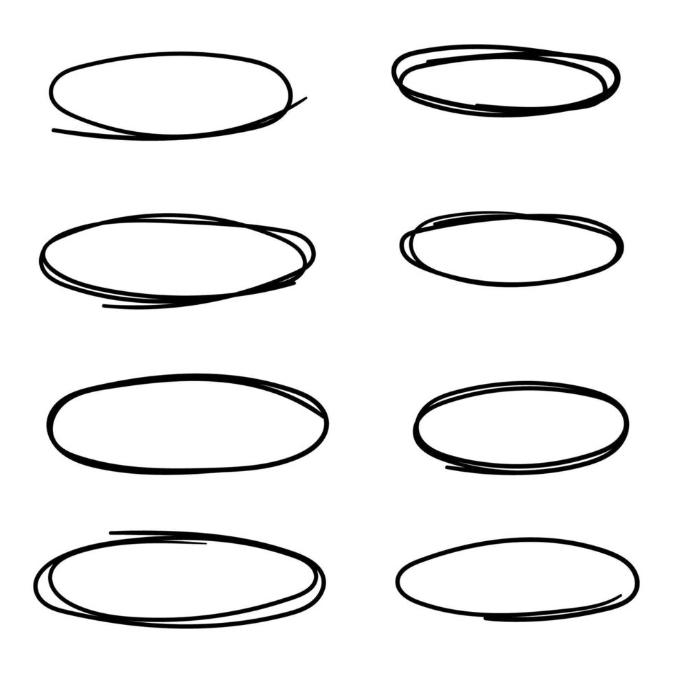 reeks van zwart cirkel lijn schetsen vector