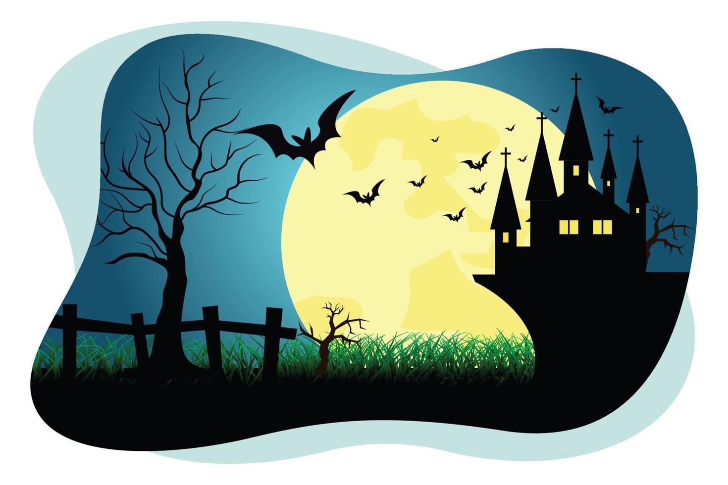 halloween achtervolgd villa vector illustratie