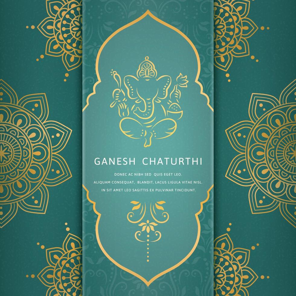ganesh chaturthi ontwerp met gouden lijn stijl ganesha Aan turkoois achtergrond vector