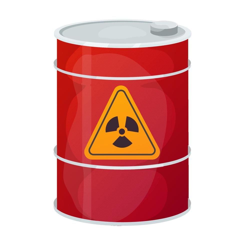 metaal rood vat giftig, gevaarlijk teken in tekenfilm stijl geïsoleerd Aan wit achtergrond. radioactief, brandbaar. vector illustratie