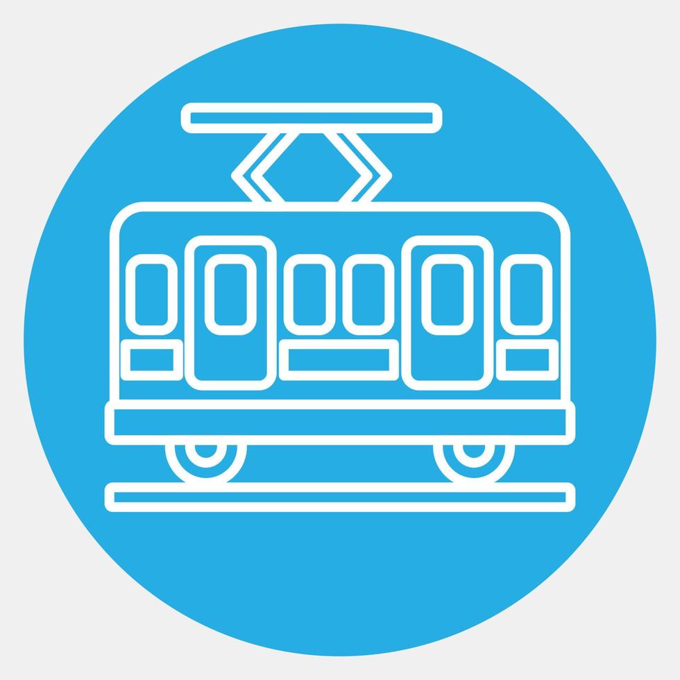 icoon tram. vervoer elementen. pictogrammen in blauw stijl. mooi zo voor afdrukken, affiches, logo, teken, advertentie, enz. vector