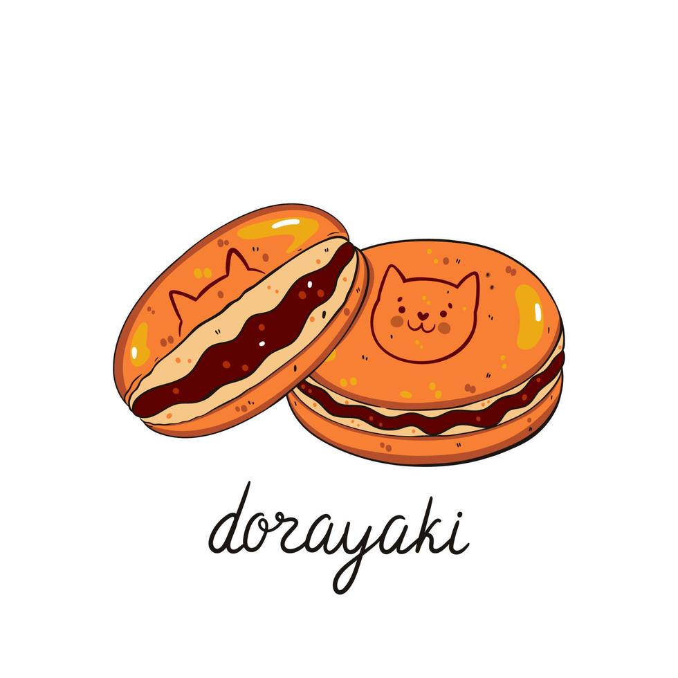 schattig dorayaki geïsoleerd Aan wit achtergrond. vector grafiek.