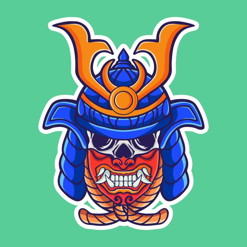 samoeraihelm met oni-masker vector