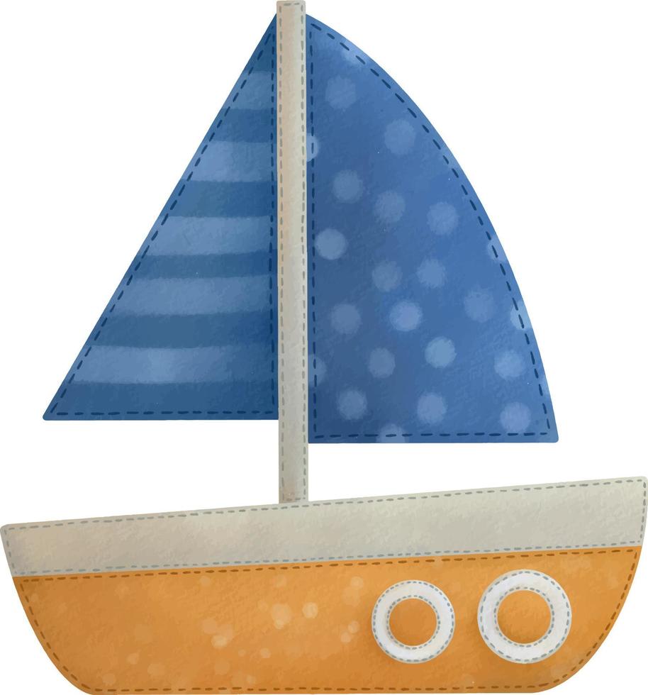 schattig waterverf hand- geschilderd boot. hand- getrokken kinderen illustratie geïsoleerd Aan wit achtergrond. vector