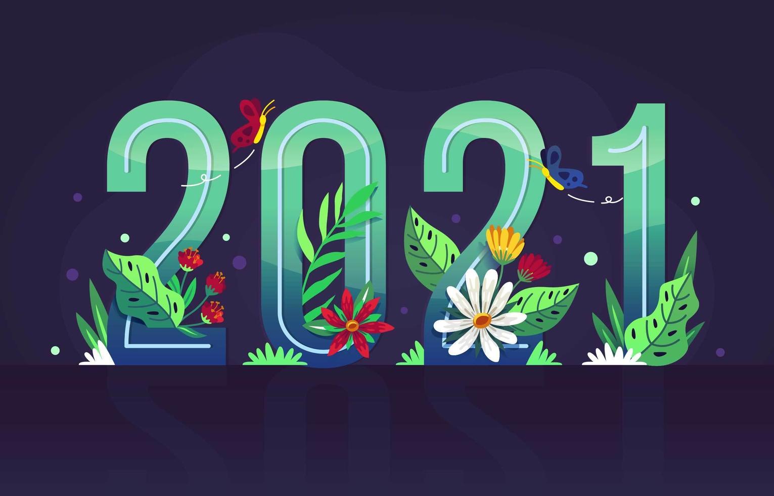 2021 Nieuwjaar floral concept vector