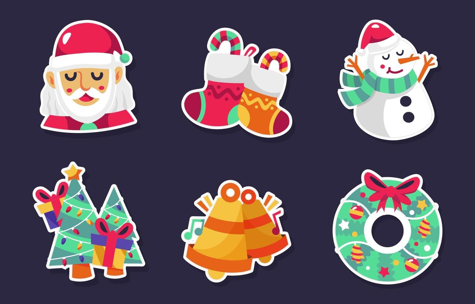 kerst stripfiguur stickers vector