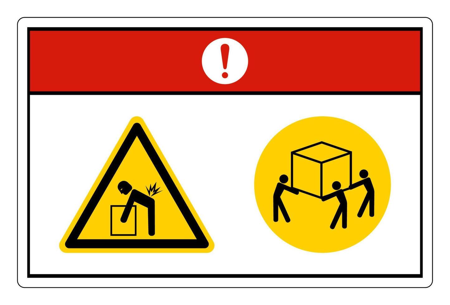 Gevaar optillen risico gebruik drie persoon optillen symbool teken Aan wit achtergrond vector