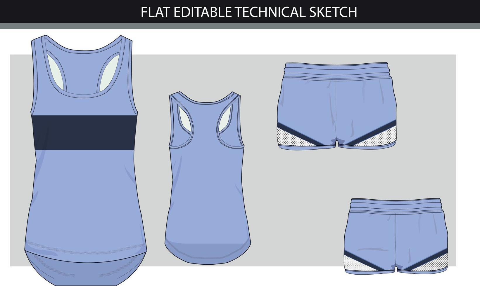 Dames sportkleding reeks tank top en shorts schetsen vector het dossier