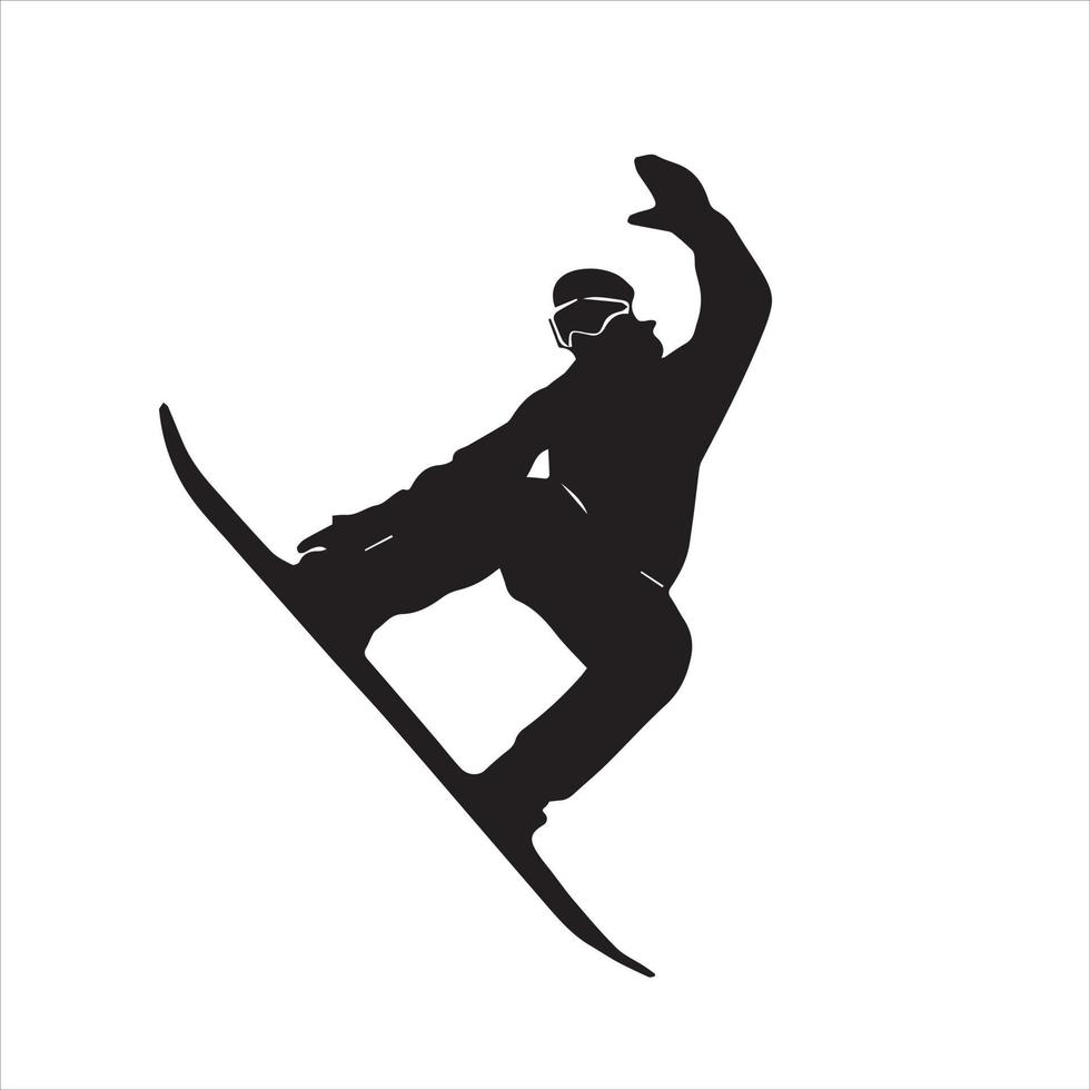 persoon rijden snowboarden. snowboarder in actie vector illustratie. extreem winter sport. snowboarden embleem. sport club logo. snowboarden apparatuur.