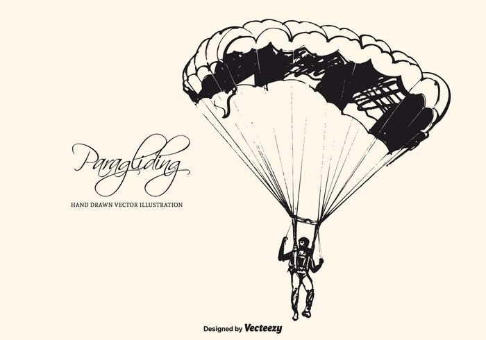 Hand getekende schets van een paraglider vector