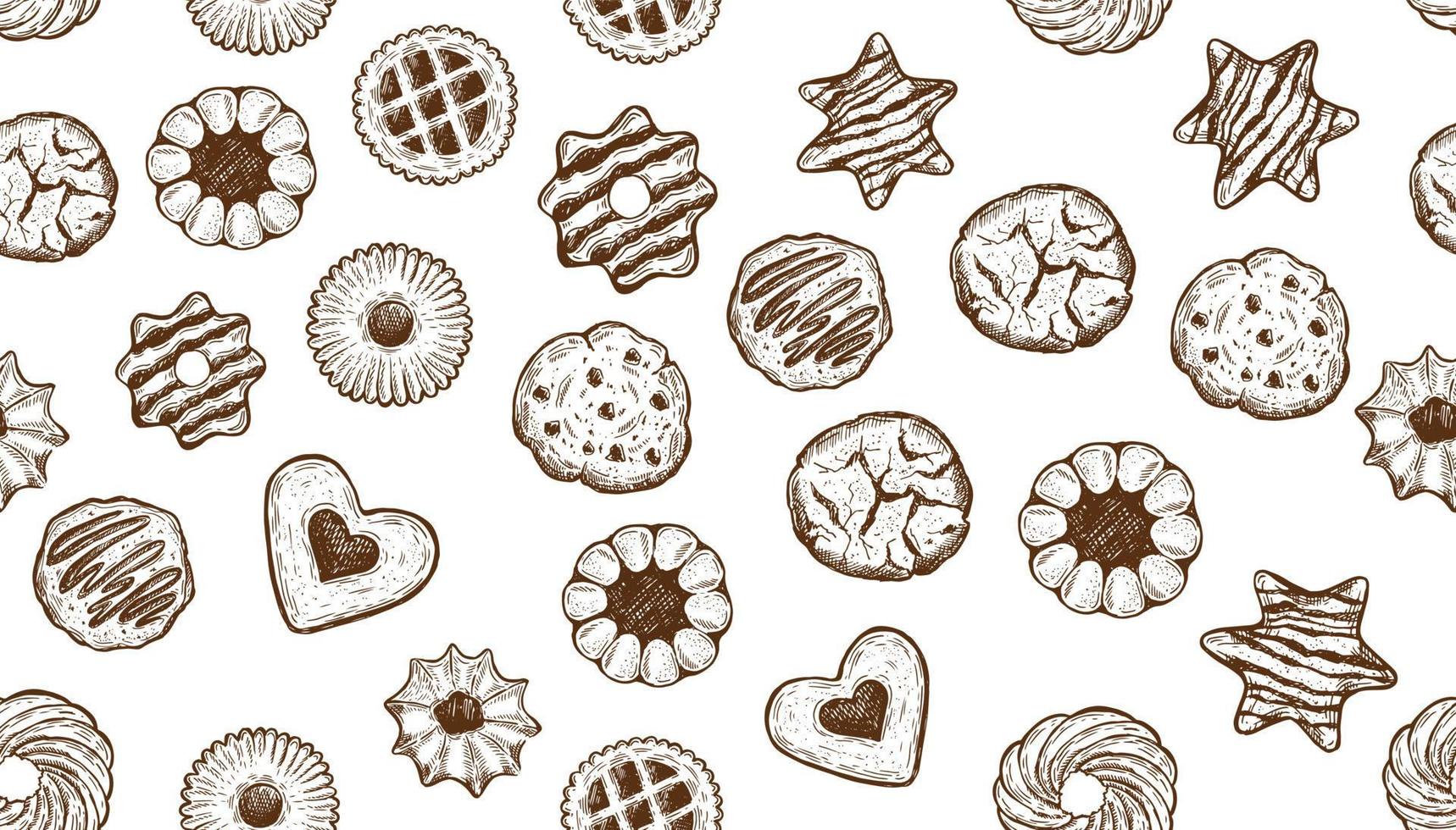 cookie set hand getekende illustratie. vector. vector