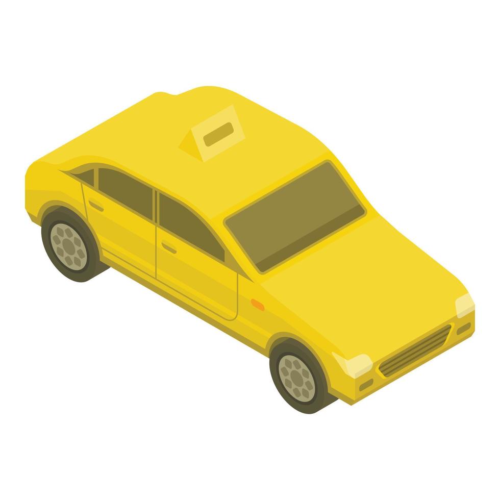 geel taxi auto icoon, isometrische stijl vector